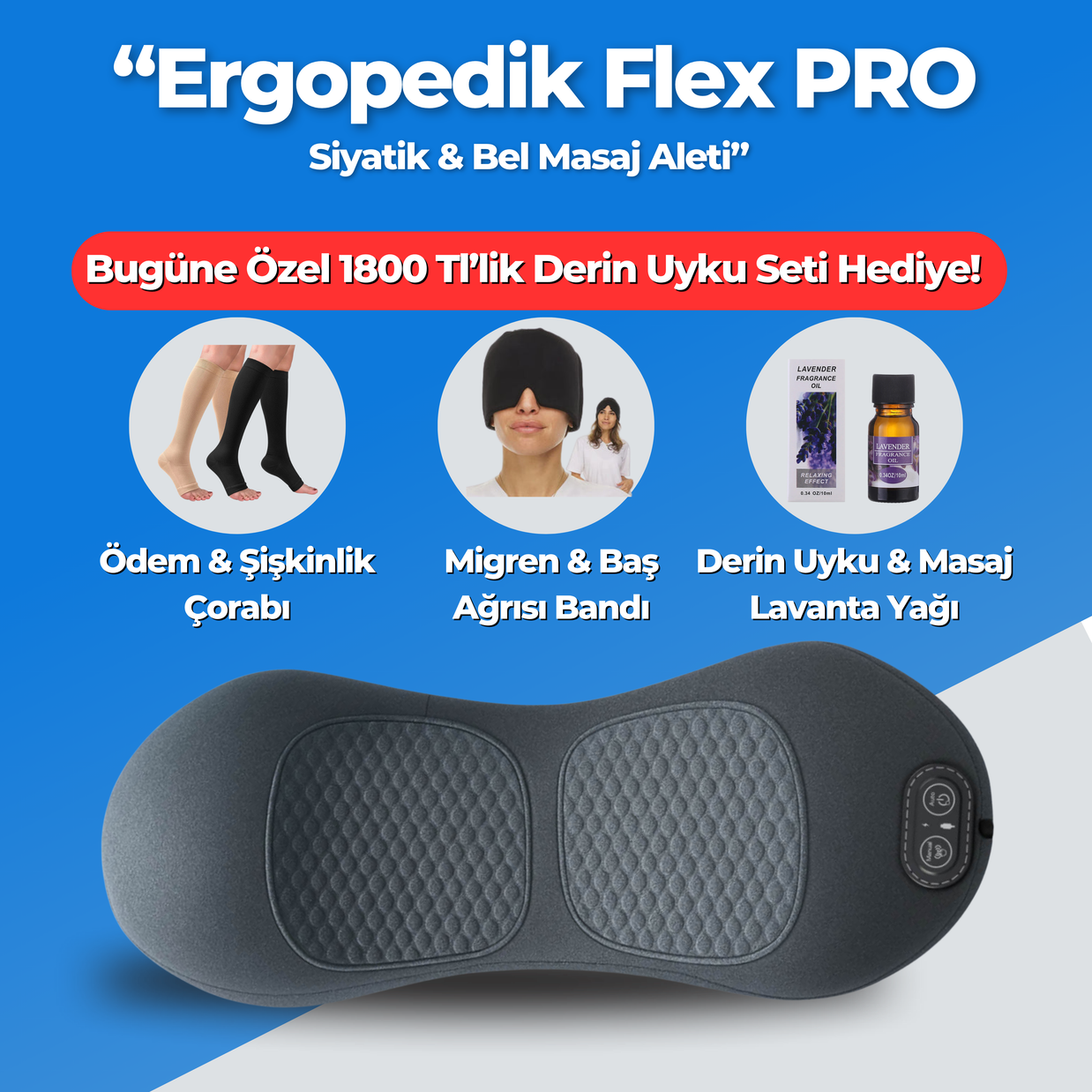Ergopedik FlexPro - 3'ü 1 Arada Masaj Aleti